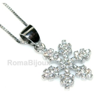 RMB|silver 925 Necklace Collier Venetian woman 44 cm and snowflake microsetting