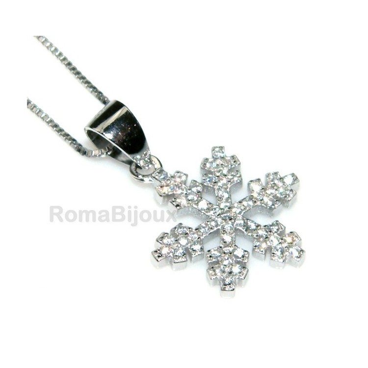 RMB|Argento 925 : Collana Collier donna veneziana 44 cm e fiocco di neve microsetting
