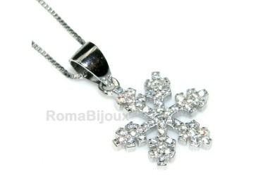 RMB|Argento 925 : Collana Collier donna veneziana 44 cm e fiocco di neve microsetting