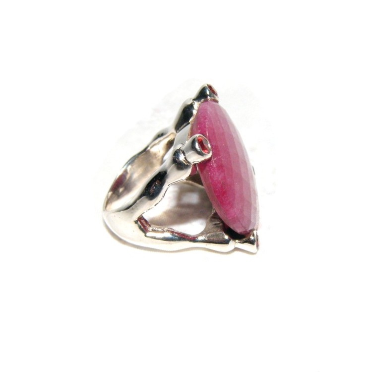 RMB|925 silver garnet and corundum ring size 15 ethnic ruby root