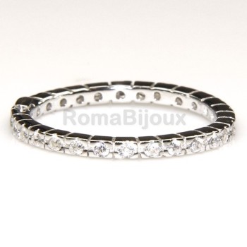 RMB|Argento 925 Rodiato : Eternity fedina uomo donna tutto giro zirconi microsetting bianco 1,0 mm taglio brillante