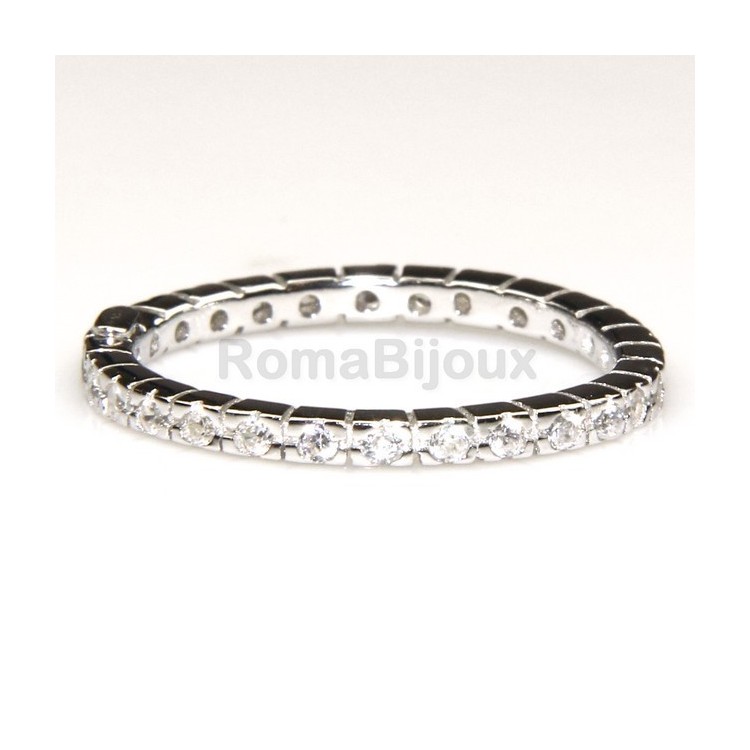 RMB|Silver 925 Rhodium: Eternity record to crown all around with 2 rows cubic zirconia 1.0mm brilliant cut