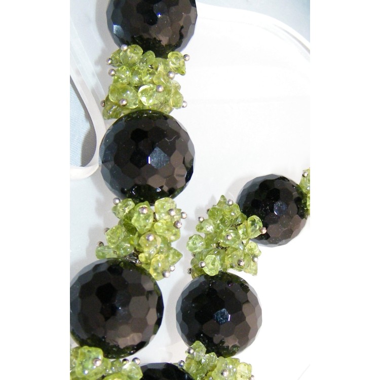 RMB|collana onice sfaccettata peridoto chips e argento 925 per donna