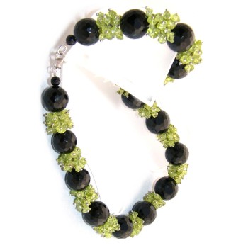 RMB|collana onice sfaccettata peridoto chips e argento 925 per donna