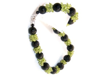 RMB|collana onice sfaccettata peridoto chips e argento 925 per donna