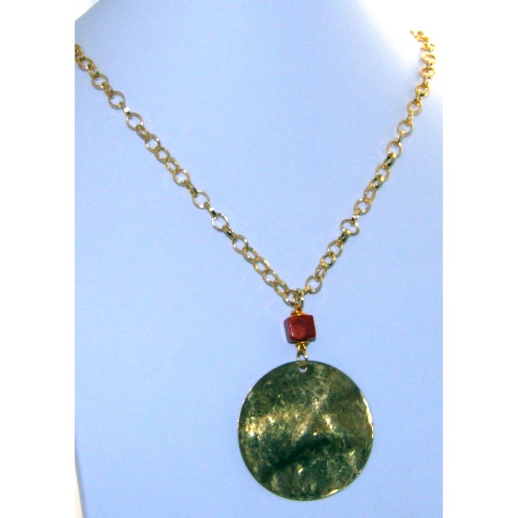 RMB|medallion with coral paste in golden aluminum necklace anklet bracelet earrings
