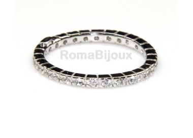 RMB|Silver 925 Rhodium: Eternity record to crown all around with 2 rows cubic zirconia 1.0mm brilliant cut