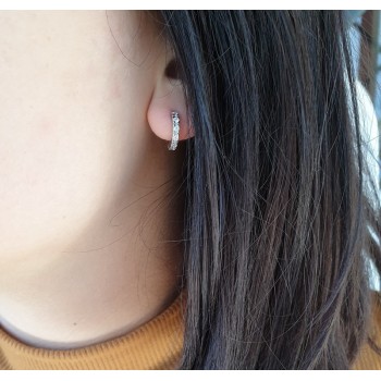 RMB|silver 925 : earrings woman man anelle small hoop 12.5 mm zirconia  whites