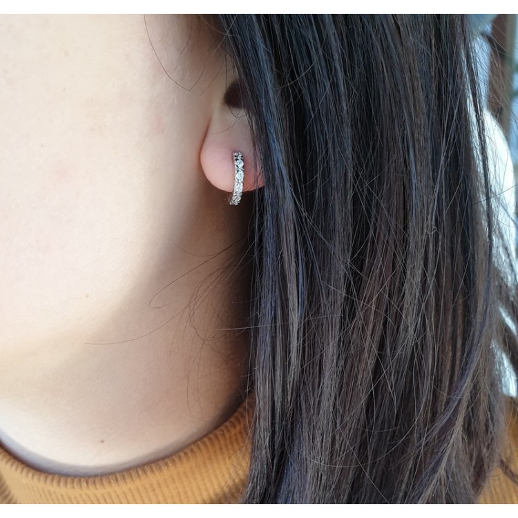 RMB|silver 925 : earrings woman man anelle small hoop 12.5 mm zirconia  whites