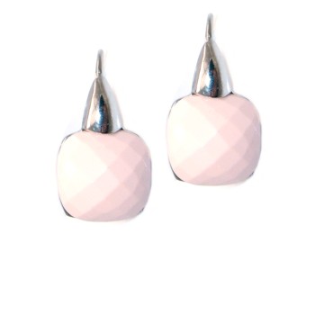 RMB|orecchini argento 925 rosa pietra salmonata sfaccettata monachella
