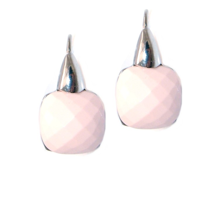 RMB|orecchini argento 925 rosa pietra salmonata sfaccettata monachella