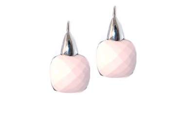 RMB|earrings silver 925 pink salmon stone faceted nun