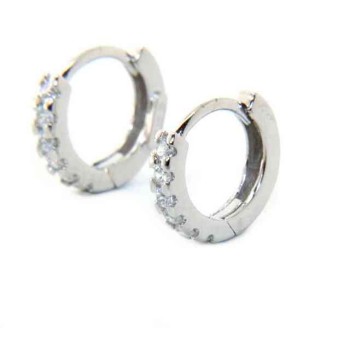 RMB|Argento 925 orecchini cerchi piccoli 12,5 mm zirconi  bianchi scattino