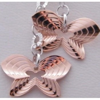 RMB|925 silver choker with ups and downs type with Rosé butterfly pendants