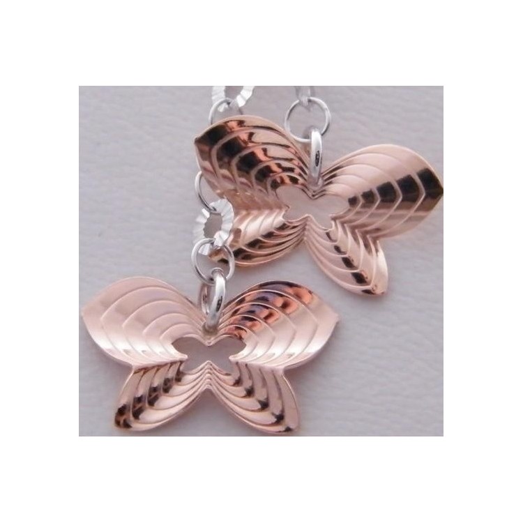 RMB|925 silver choker with ups and downs type with Rosé butterfly pendants