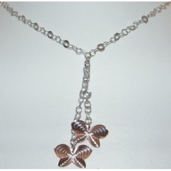 RMB|925 silver choker with ups and downs type with Rosé butterfly pendants