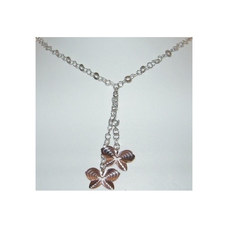 RMB|925 silver choker with ups and downs type with Rosé butterfly pendants