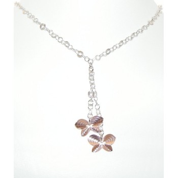RMB|925 silver choker with ups and downs type with Rosé butterfly pendants