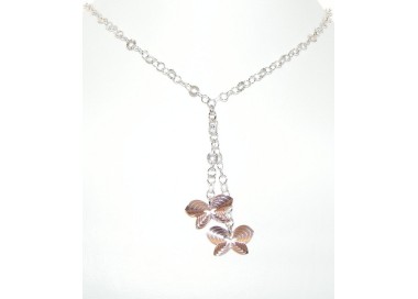 RMB|925 silver choker with ups and downs type with Rosé butterfly pendants
