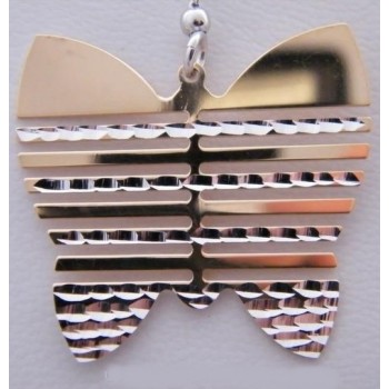 RMB|Necklace with dots and butterfly pendant. Laser cut with rosè parts