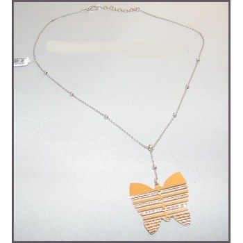 RMB|collana con Pallini e  ciondolo Farfalla Taglio laser con parti Rosè