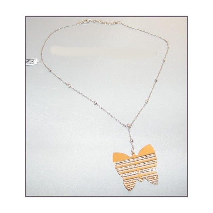 RMB|Necklace with dots and butterfly pendant. Laser cut with rosè parts