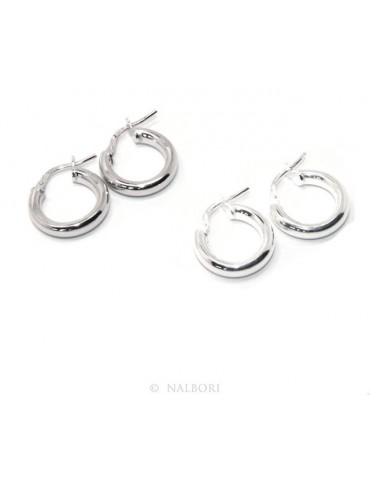 silver earrings 925 sterling silver 15.5 mm 2-color smooth brooches hoop