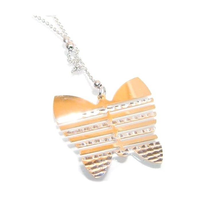 RMB|Necklace with dots and butterfly pendant. Laser cut with rosè parts