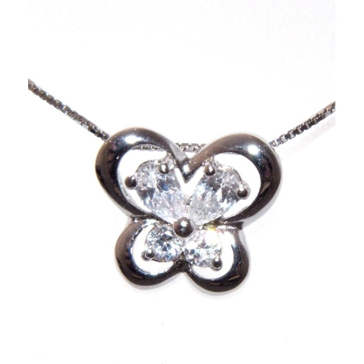 RMB|Collana argento 925 farfalla di zirconi girocollo