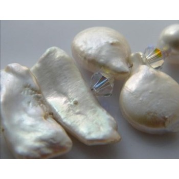 RMB|Necklace Silver 925 Natural pearls, crystals and Swarovski pearls