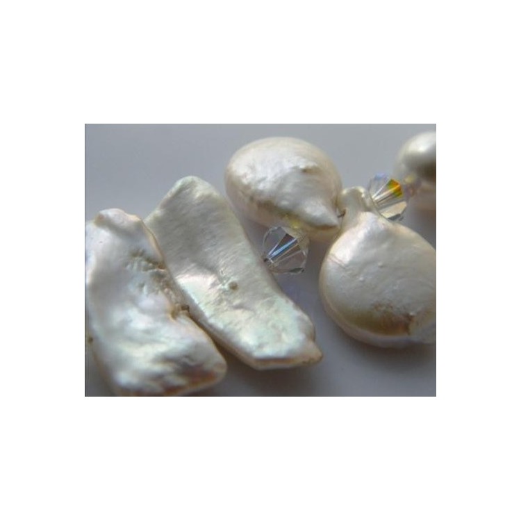 RMB|Collana donna argento 925 perle barocche Naturali , cristalli e perle Swarovski