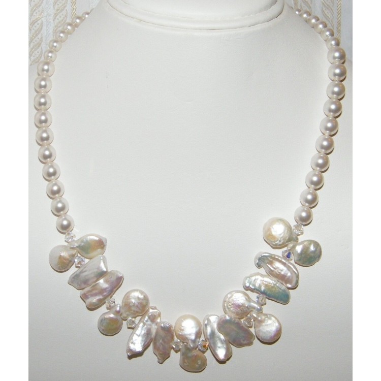 RMB|Necklace Silver 925 Natural pearls, crystals and Swarovski pearls