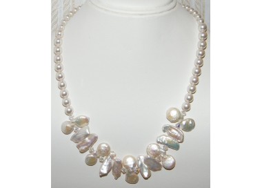 RMB|Collana donna argento 925 perle barocche Naturali , cristalli e perle Swarovski