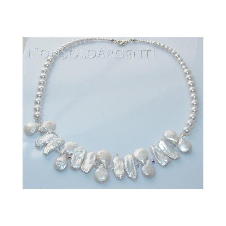 RMB|Necklace Silver 925 Natural pearls, crystals and Swarovski pearls