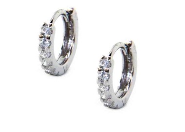 RMB|silver 925 : earrings woman man anelle small hoop 12.5 mm zirconia  whites