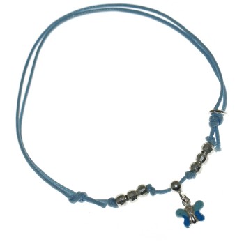 RMB|bomboniera argento 925 bracciale cavigliera farfalla celeste maschietto