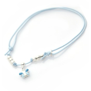 RMB|bomboniera argento 925 bracciale cavigliera farfalla celeste maschietto