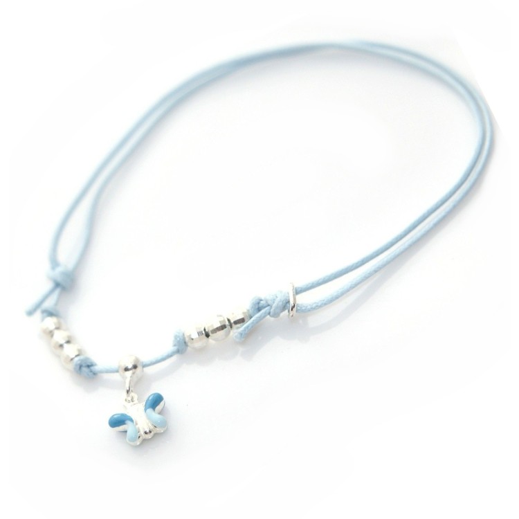 RMB|925 silver favor bracelet anklet baptism teddy bear butterfly celestial pink