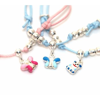 RMB|925 silver favor bracelet anklet baptism teddy bear butterfly celestial pink