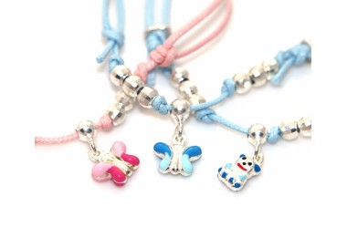 RMB|bomboniera argento 925 bracciale cavigliera farfalla orsetto rosa celeste