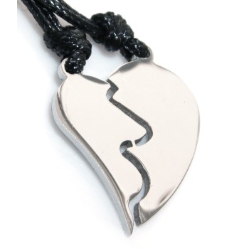 RMB|steel necklaces broken heart elongated him and her pair with waxed lace for men and women