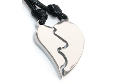 RMB|steel necklaces broken heart elongated him and her pair with waxed lace for men and women