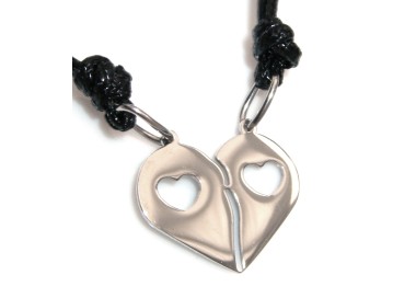 RMB|collane acciaio cuore spezzato forato lui e lei coppia con laccio cerato uomo donna