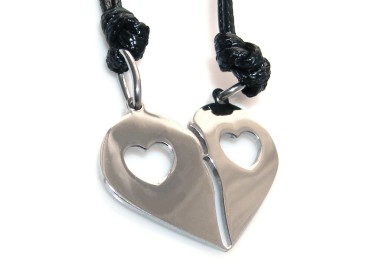 RMB|steel necklaces broken heart little heart him and her couple with waxed lace for men and women