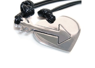 RMB|collane acciaio cuore con freccia lui e lei coppia con laccio cerato uomo donna