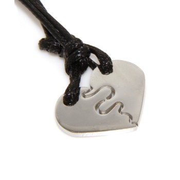 RMB|classic heart steel necklaces him and her couple with waxed lace for men and women