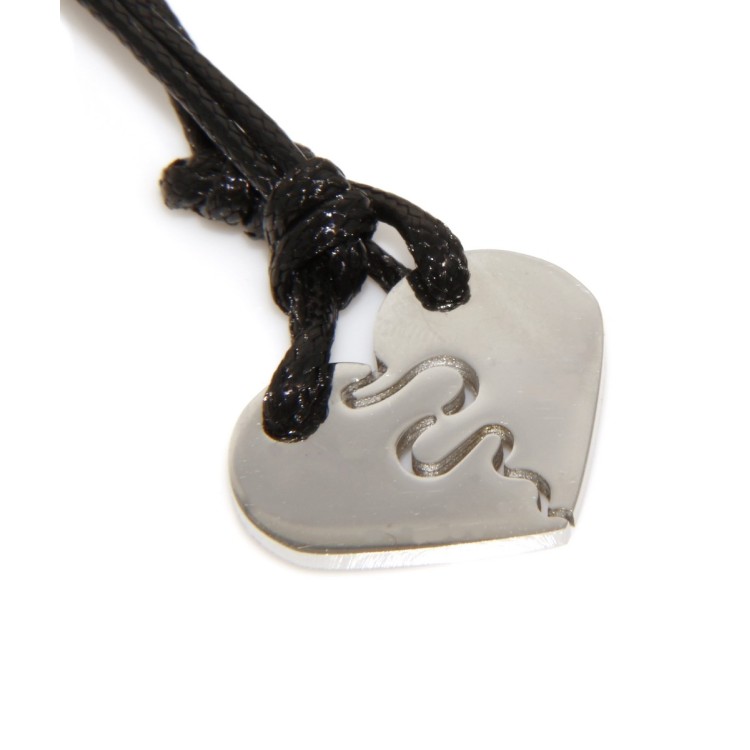 RMB|classic heart steel necklaces him and her couple with waxed lace for men and women