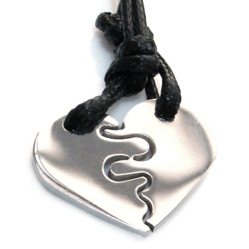 RMB|classic heart steel necklaces him and her couple with waxed lace for men and women