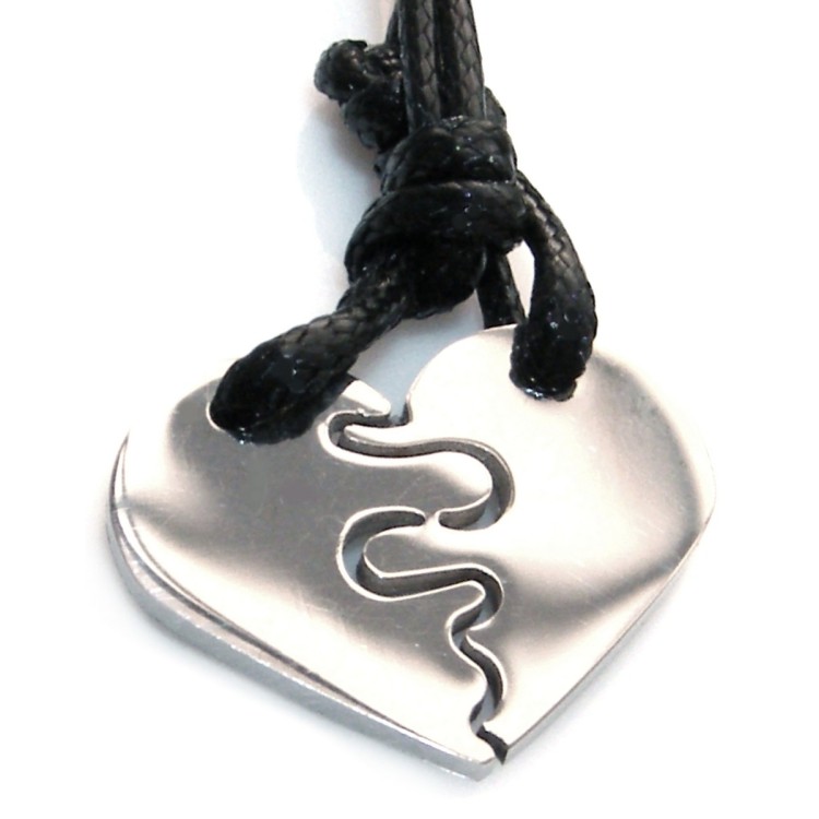 RMB|classic heart steel necklaces him and her couple with waxed lace for men and women