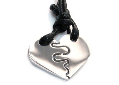 RMB|classic heart steel necklaces him and her couple with waxed lace for men and women